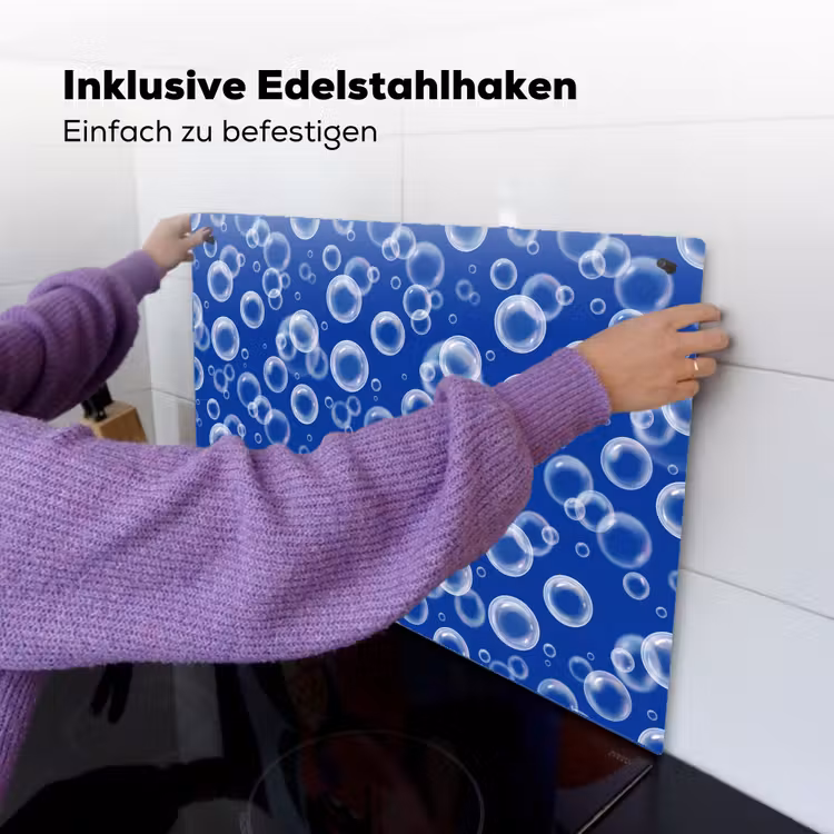 Bubbels - Patroon - Blauw Inductie beschemer met haakjes klein -ky-ophangen-de