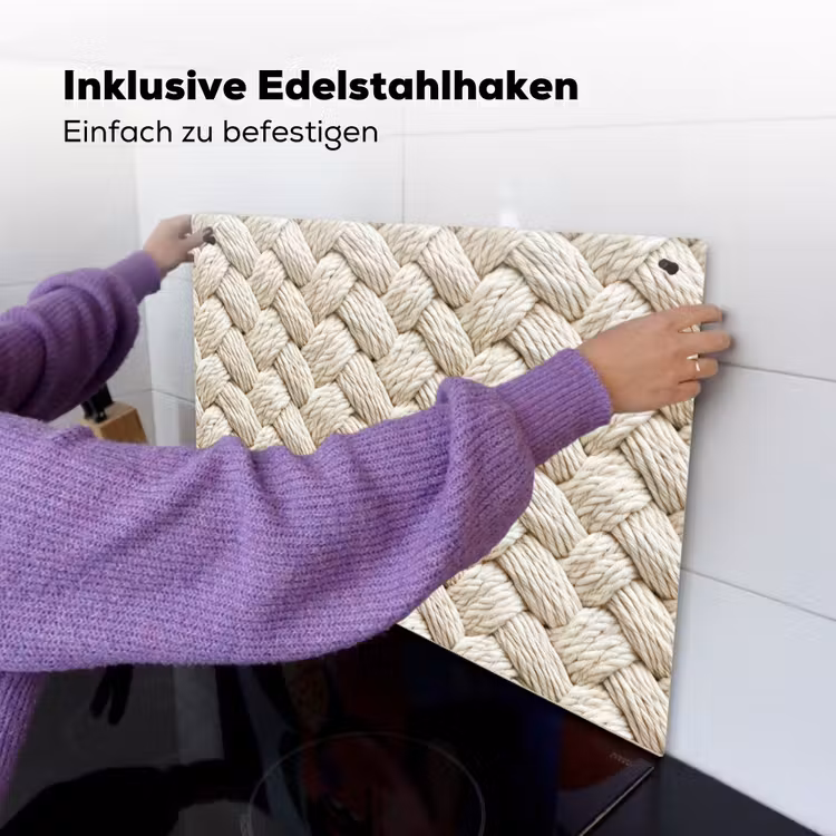Touw - Gebreid - Beige Inductie beschemer met haakjes klein 777 -ky-ophangen-de