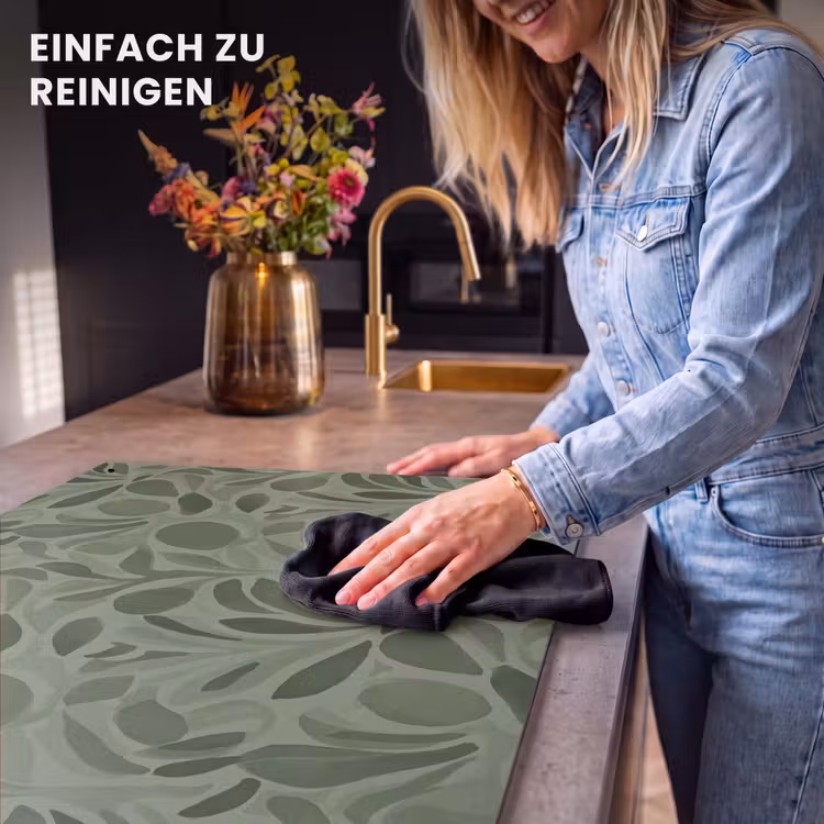 2-in-1 Herdabdeckplatte & Spritzschutz - Serene - Blätter - Grün - Sereen - Bladeren - Groen Inductie beschemer met haakjes klein 777