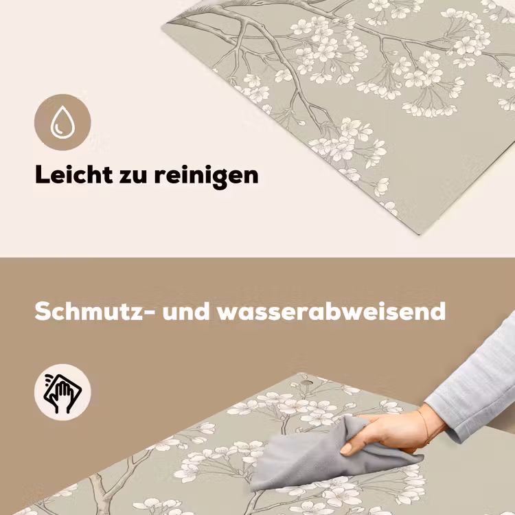 Sereen - Bloesem - Wit Inductie beschemer met haakjes klein -ky-schoon-de
