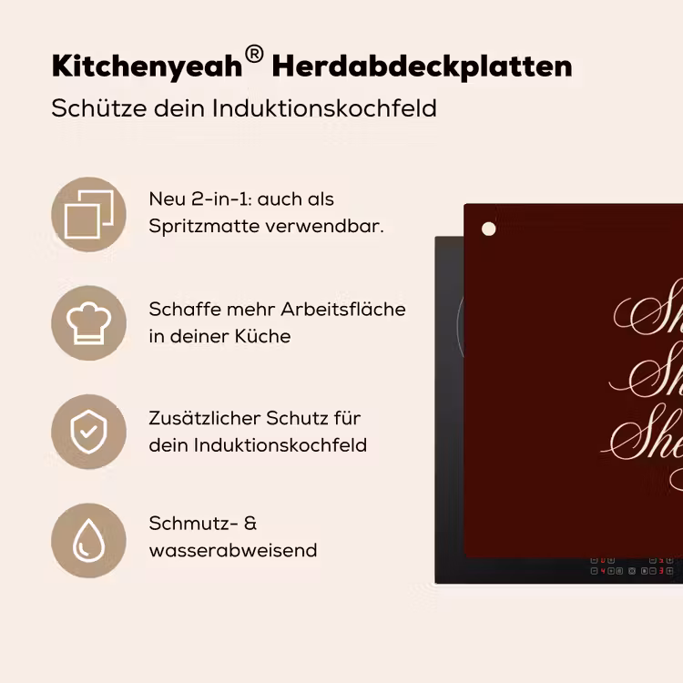 She plans she glows she achieves - Rood - Cursief Inductie beschemer met haakjes klein -ky-usp-de