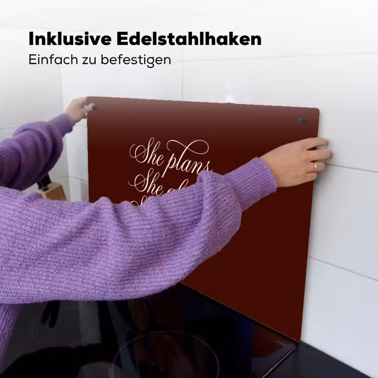 She plans she glows she achieves - Rood - Cursief Inductie beschemer met haakjes klein -ky-ophangen-de