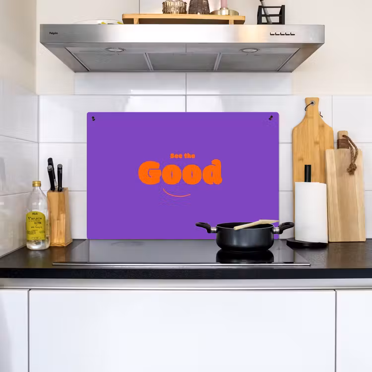 See the good - Oranje - Paars - Smiley Inductie beschemer met haakjes klein -sfeer2