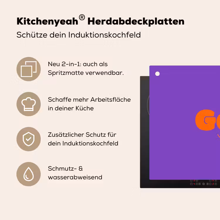 See the good - Oranje - Paars - Smiley Inductie beschemer met haakjes klein -ky-usp-de
