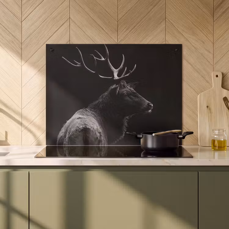 2-in-1 Herdabdeckplatte & Spritzschutz - Silhouette der Wildnis - Silhouet van de Wildernis Inductie beschemer met haakjes klein