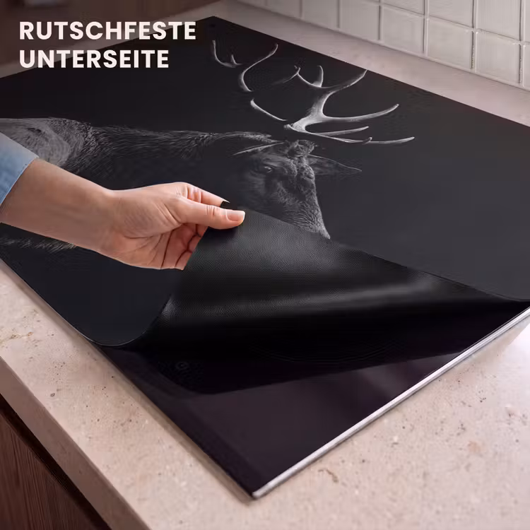 2-in-1 Herdabdeckplatte & Spritzschutz - Silhouette der Wildnis - Silhouet van de Wildernis Inductie beschemer met haakjes klein
