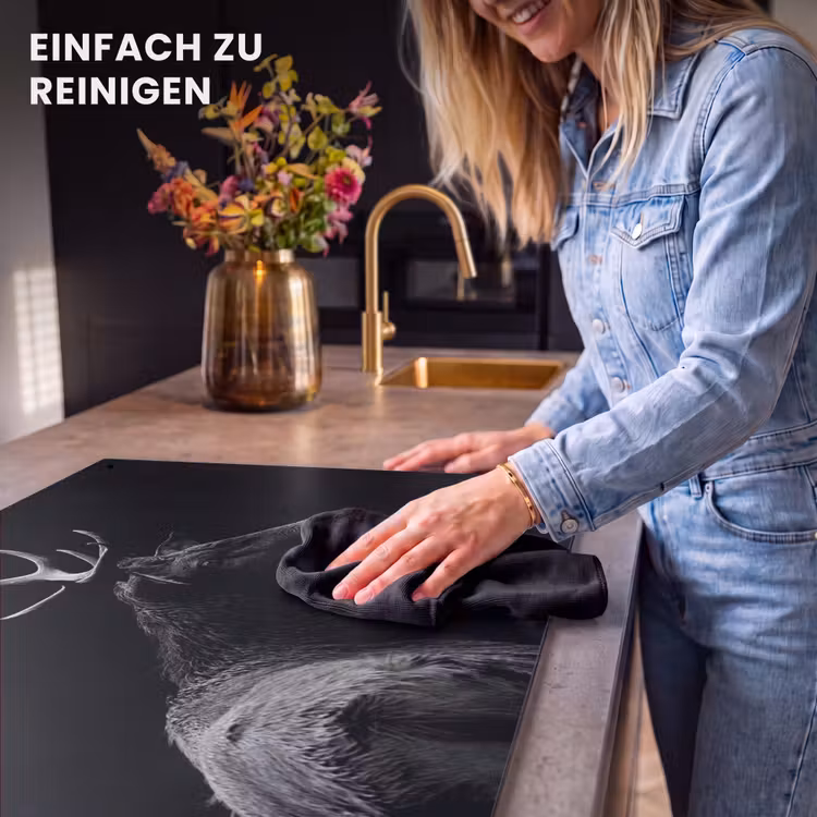 2-in-1 Herdabdeckplatte & Spritzschutz - Silhouette der Wildnis - Silhouet van de Wildernis Inductie beschemer met haakjes klein