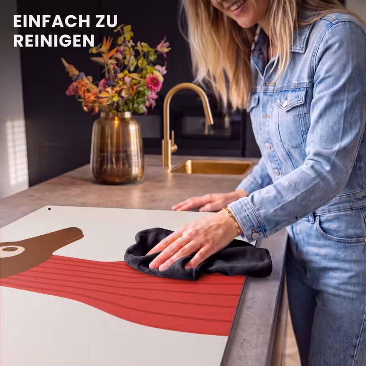 2-in-1 Herdabdeckplatte & Spritzschutz - Silhouette - Hund - Pullover - Rot - Silhouet - Hond - Trui - Rood Inductie beschemer met haakjes klein