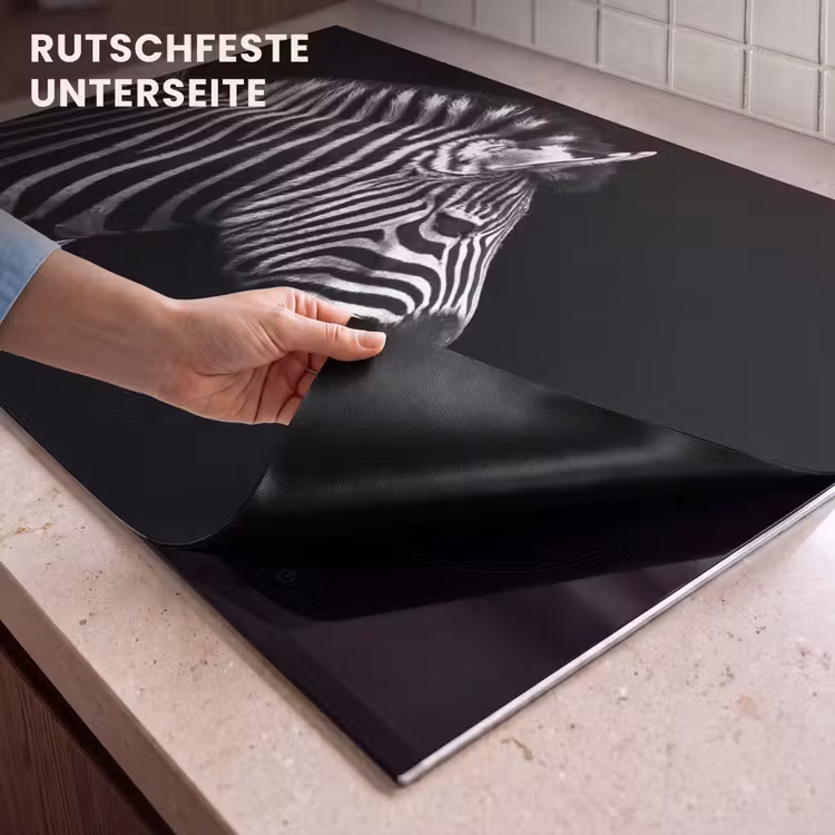 2-in-1 Herdabdeckplatte & Spritzschutz - Sinfonie in Streifen - Symfonie in Strepen Inductie beschemer met haakjes klein