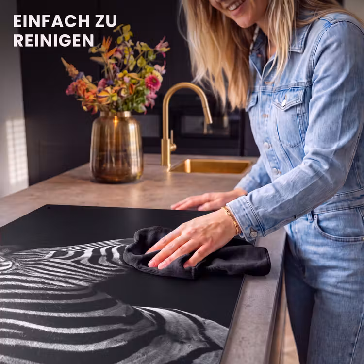 2-in-1 Herdabdeckplatte & Spritzschutz - Sinfonie in Streifen - Symfonie in Strepen Inductie beschemer met haakjes klein