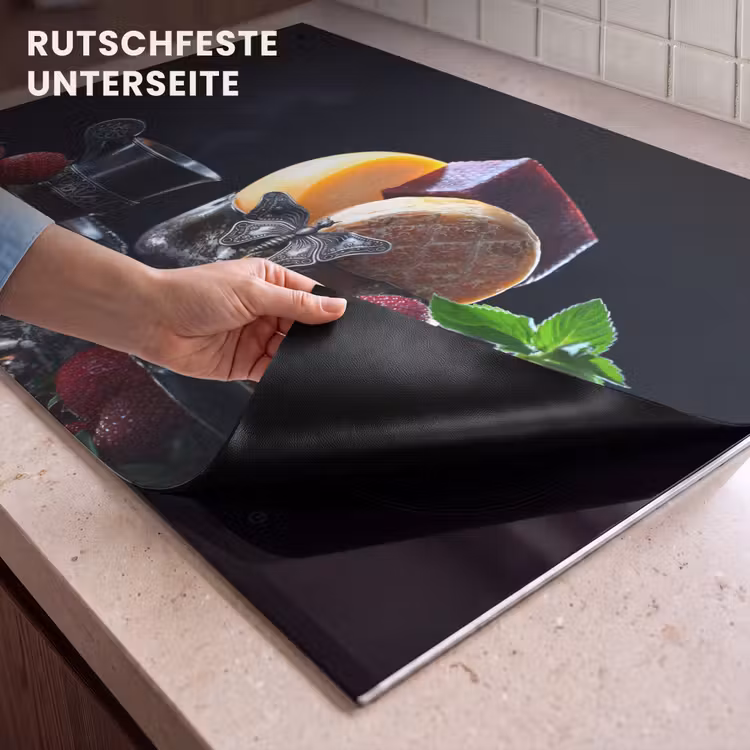 2-in-1 Herdabdeckplatte & Spritzschutz - Sinnliche Verführung - Zintuigelijke Verleiding Inductie beschemer met haakjes klein