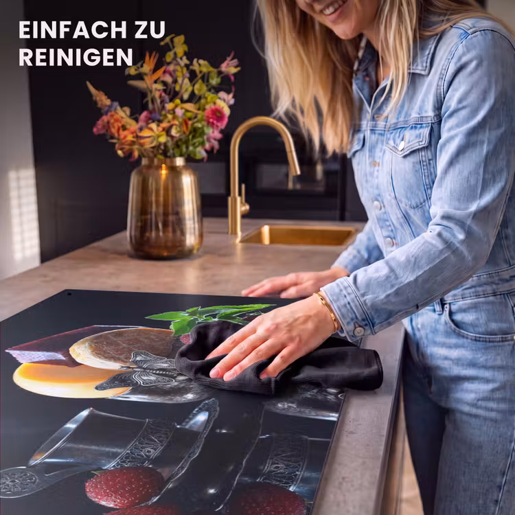 2-in-1 Herdabdeckplatte & Spritzschutz - Sinnliche Verführung - Zintuigelijke Verleiding Inductie beschemer met haakjes klein