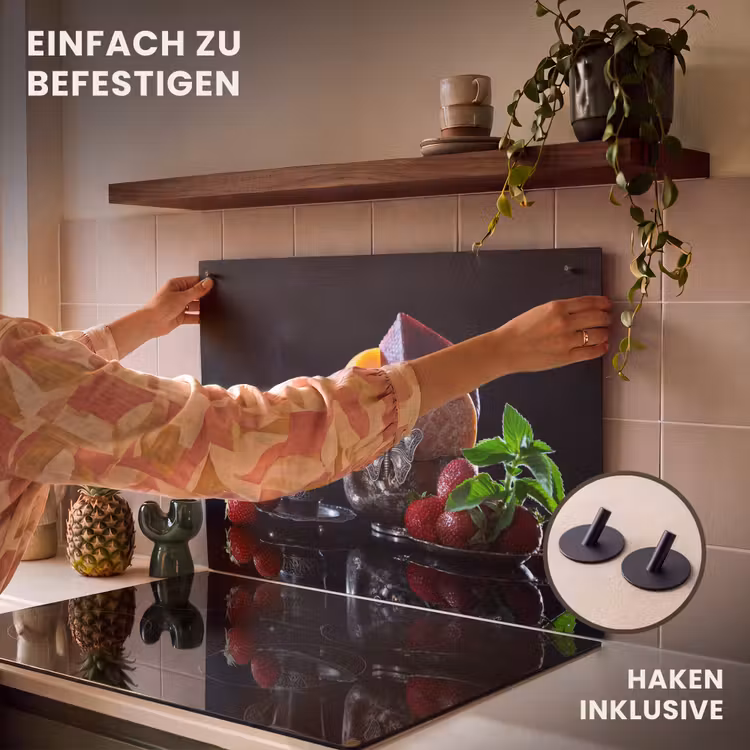 2-in-1 Herdabdeckplatte & Spritzschutz - Sinnliche Verführung - Zintuigelijke Verleiding Inductie beschemer met haakjes klein