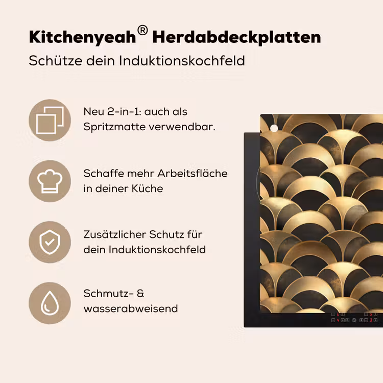 Schubben - Structuur - Goud Inductie beschemer met haakjes klein 777 -ky-usp-de