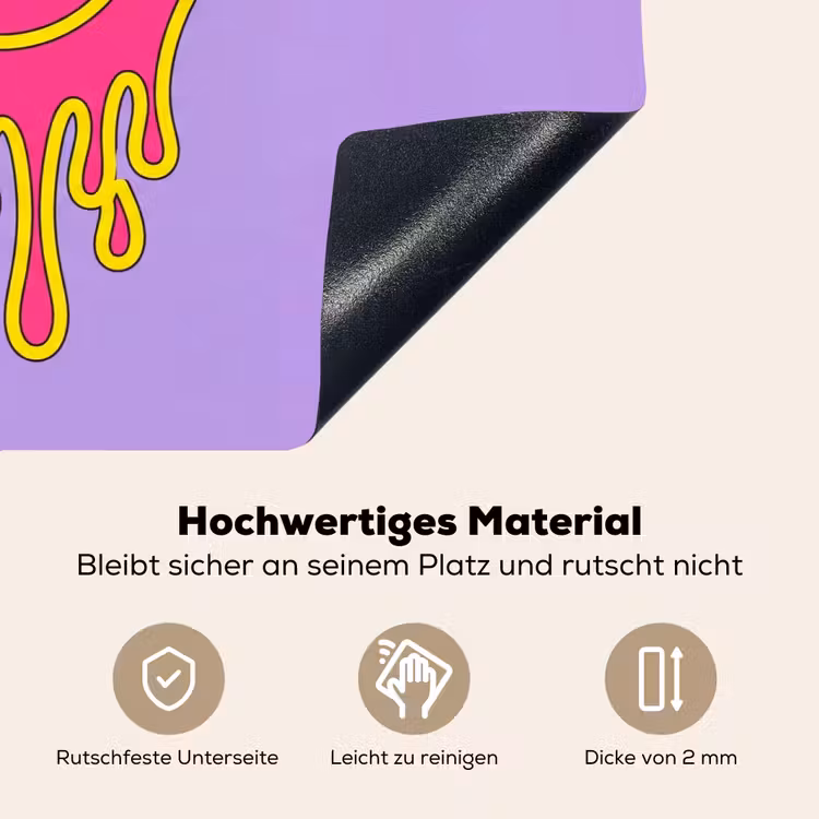 Smiley - Drip - Neon Inductie beschemer met haakjes klein -ky-onderkant-de