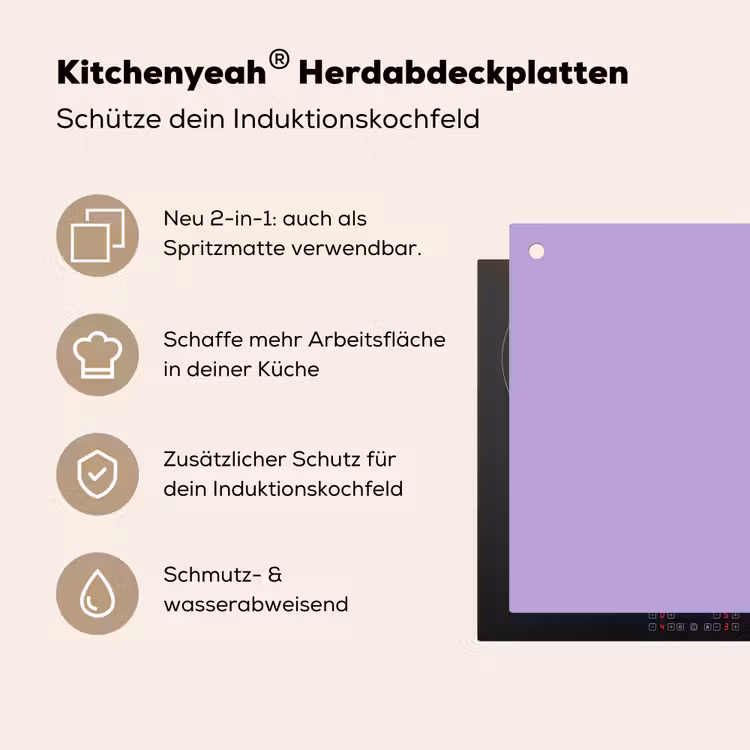Soft - Lavender - Paars Inductie beschemer met haakjes klein 777 -ky-usp-de
