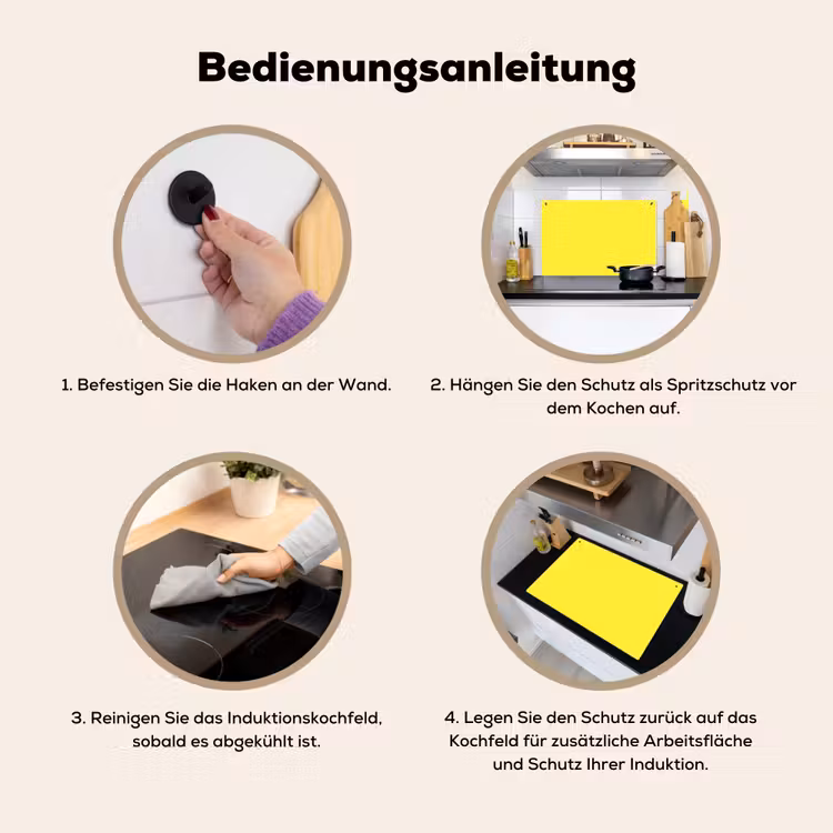 Soft - Custard - Geel Inductie beschemer met haakjes klein 777 -ky-gebruik-de