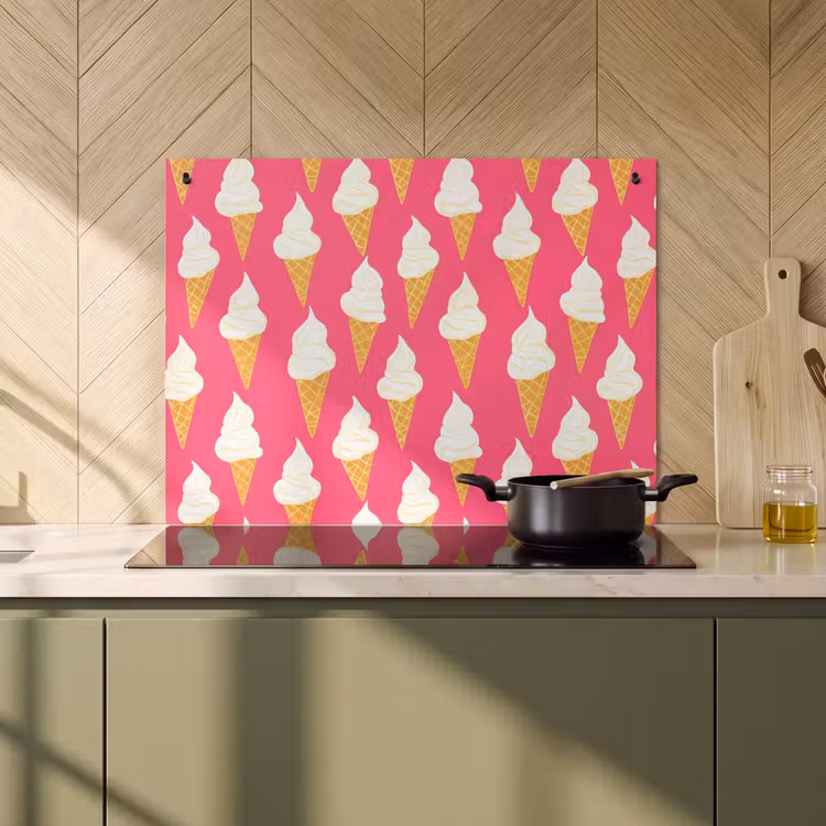 2-in-1 Herdabdeckplatte & Spritzschutz - Softeis - Hornisse - Rosa - Softijs - Horentje - Roze Inductie beschemer met haakjes klein 777