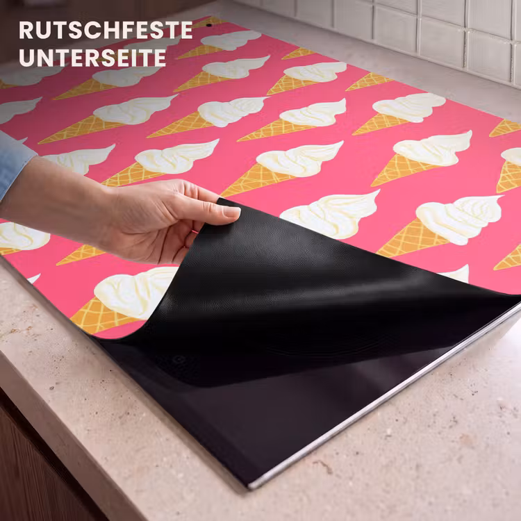 2-in-1 Herdabdeckplatte & Spritzschutz - Softeis - Hornisse - Rosa - Softijs - Horentje - Roze Inductie beschemer met haakjes klein 777