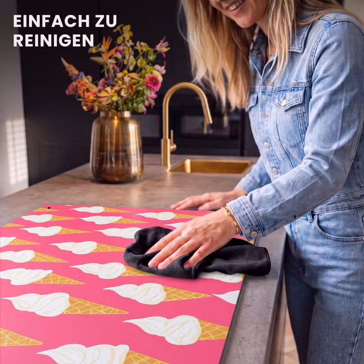 2-in-1 Herdabdeckplatte & Spritzschutz - Softeis - Hornisse - Rosa - Softijs - Horentje - Roze Inductie beschemer met haakjes klein 777