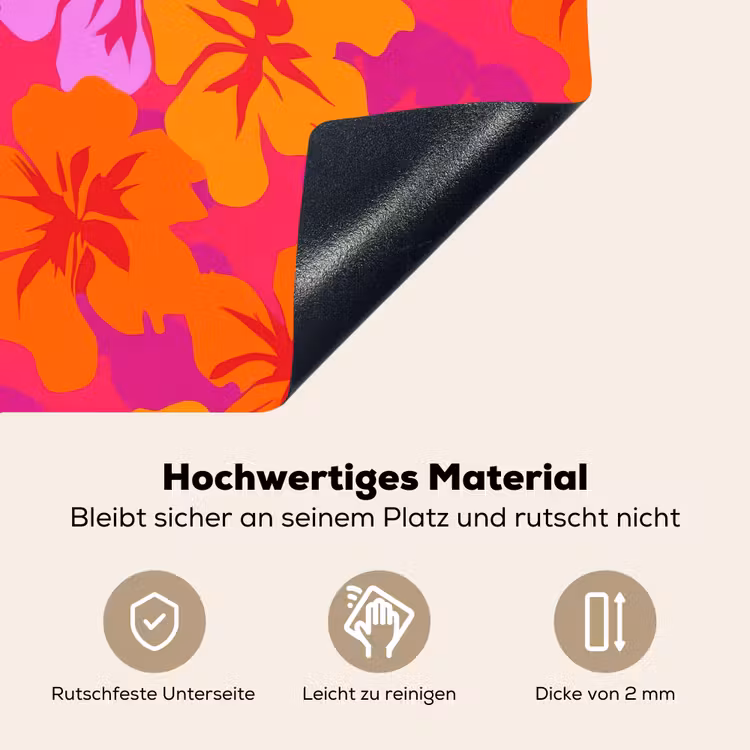 Zomers - Hibiscus - Kleurrijk Inductie beschemer met haakjes klein 777 -ky-onderkant-de