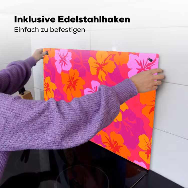 Zomers - Hibiscus - Kleurrijk Inductie beschemer met haakjes klein 777 -ky-ophangen-de