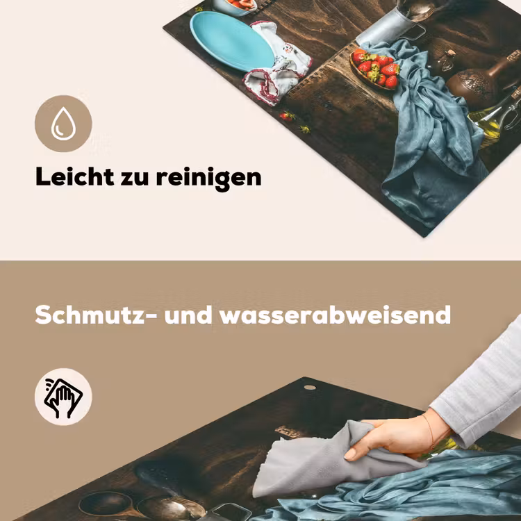 2-in-1 Herdabdeckplatte & Spritzschutz - Sommerliche Süße in der Küche - Zomerse Zoetheid in de Keuken Inductie beschemer met haakjes klein