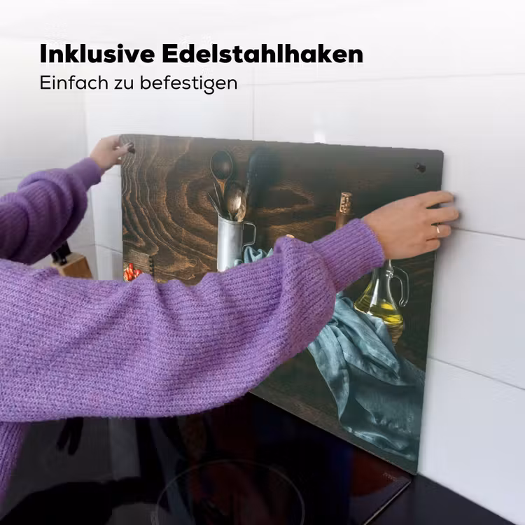 2-in-1 Herdabdeckplatte & Spritzschutz - Sommerliche Süße in der Küche - Zomerse Zoetheid in de Keuken Inductie beschemer met haakjes klein
