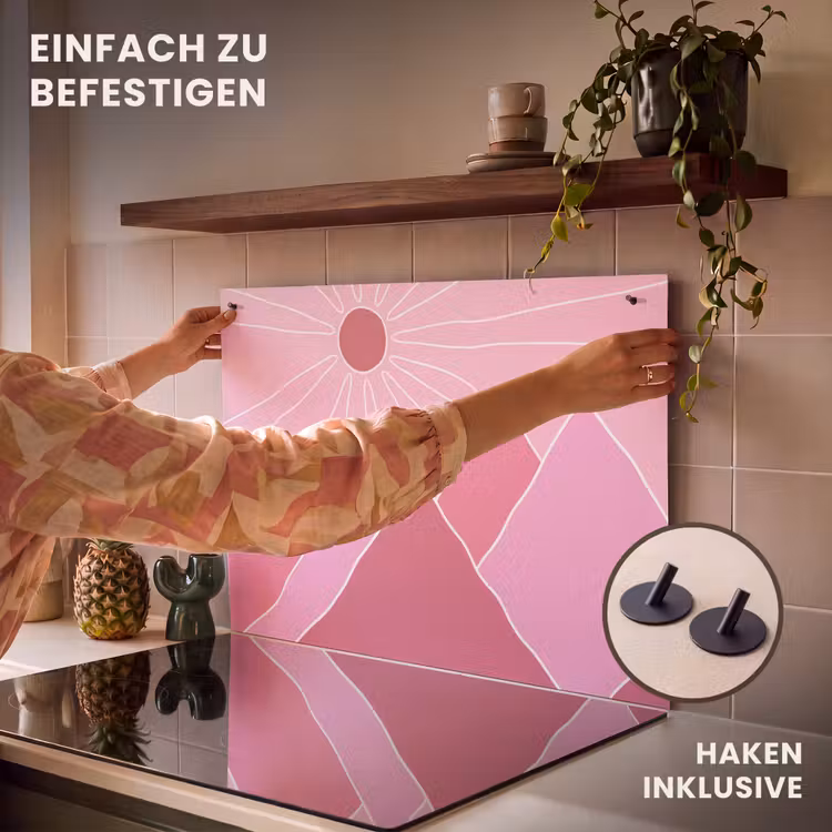 Zon - Bergen - Natuur - Abstract - Roze Inductie beschemer met haakjes klein -ky-ophangen-de