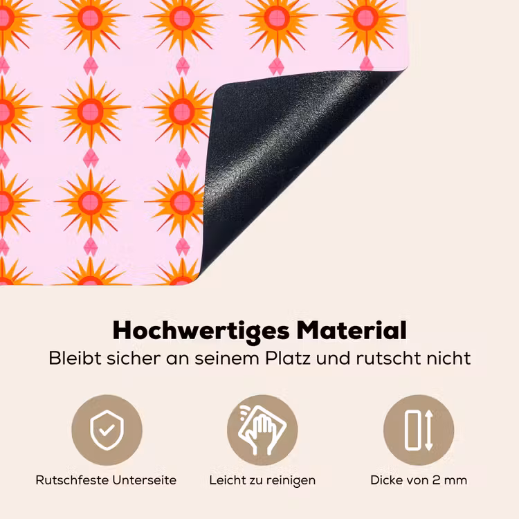 Zon - Motief - Roze Inductie beschemer met haakjes klein 777 -ky-onderkant-de