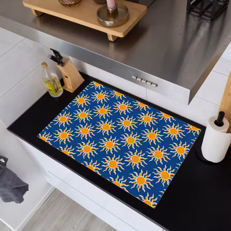 Zon - Patroon - Blauw Inductie beschemer met haakjes klein 777 -sfeer1