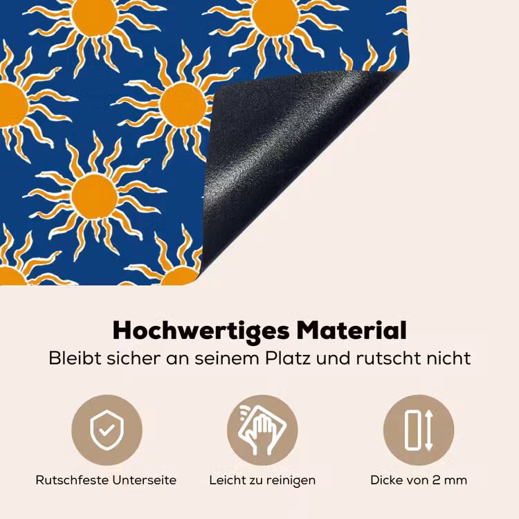 Zon - Patroon - Blauw Inductie beschemer met haakjes klein 777 -ky-onderkant-de