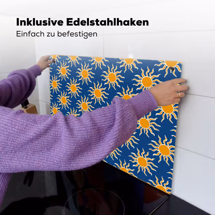 Zon - Patroon - Blauw Inductie beschemer met haakjes klein 777 -ky-ophangen-de