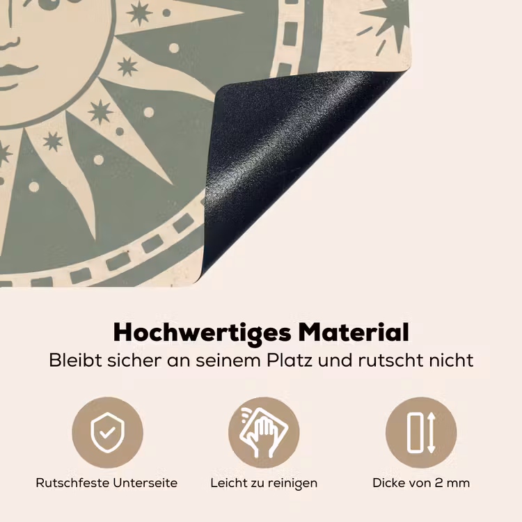 Zon - Sterren - Astrologie - Vintage - Groen Inductie beschemer met haakjes klein -ky-onderkant-de