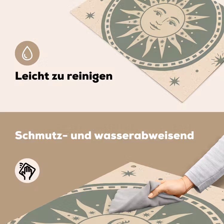 Zon - Sterren - Astrologie - Vintage - Groen Inductie beschemer met haakjes klein -ky-schoon-de
