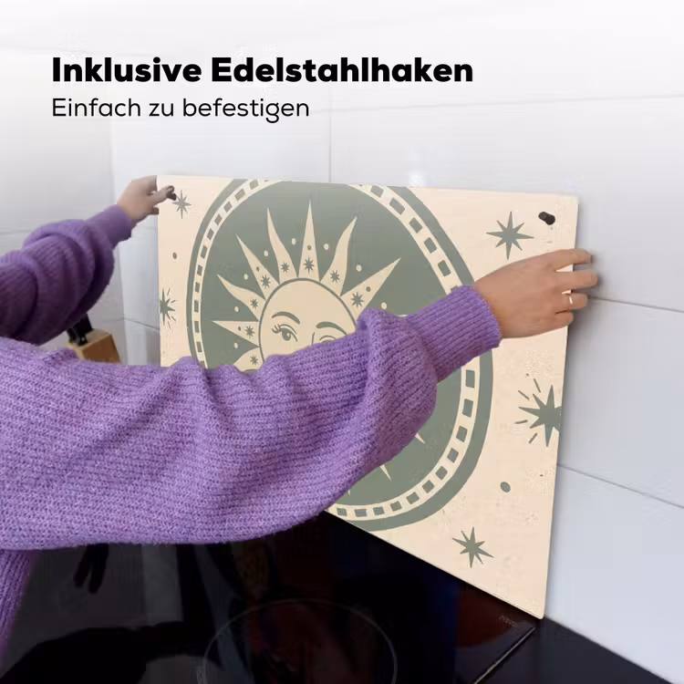 Zon - Sterren - Astrologie - Vintage - Groen Inductie beschemer met haakjes klein -ky-ophangen-de