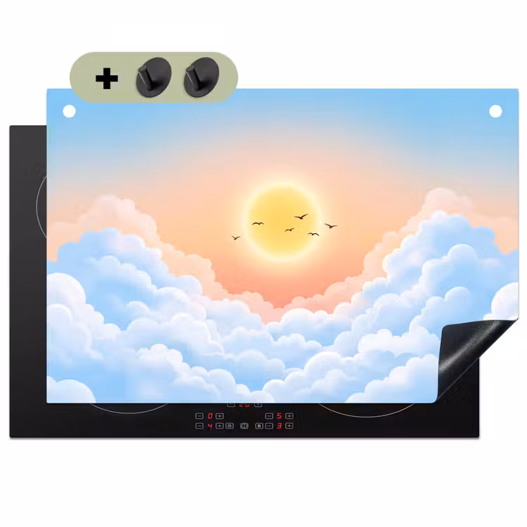 Zon - Vogels - Lucht - Natuur - Geel Inductie beschemer met haakjes klein -3d