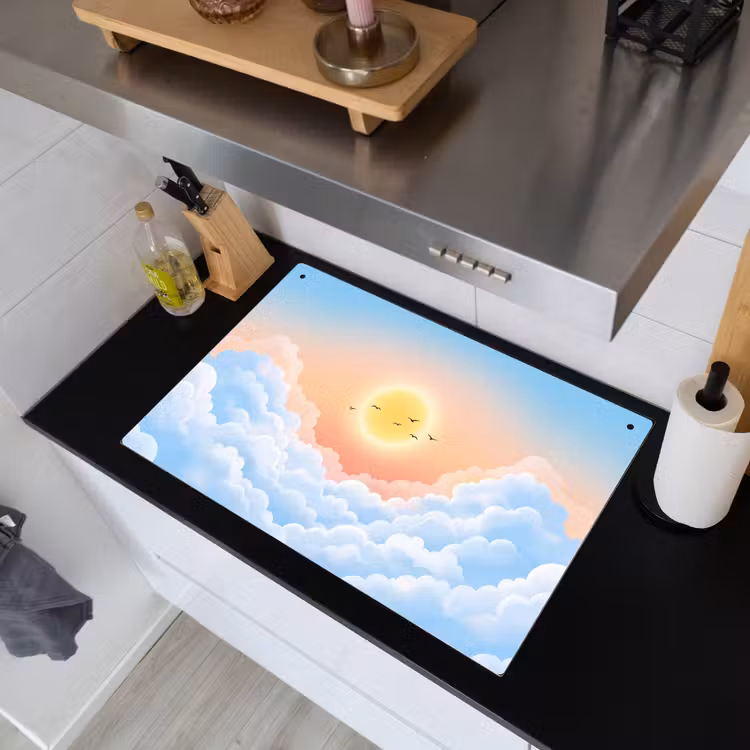Zon - Vogels - Lucht - Natuur - Geel Inductie beschemer met haakjes klein -sfeer1