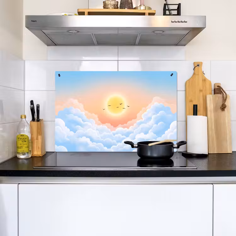 Zon - Vogels - Lucht - Natuur - Geel Inductie beschemer met haakjes klein -sfeer2