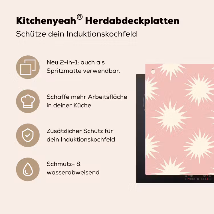 Zonnen - Patroon - Roze Inductie beschemer met haakjes klein 777 -ky-usp-de