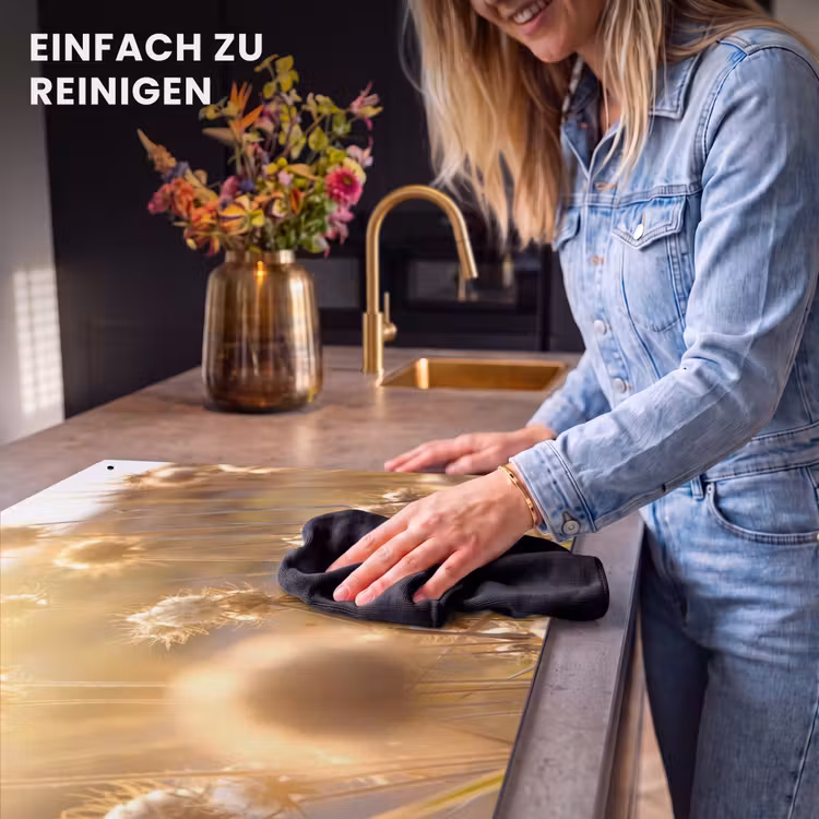 2-in-1 Herdabdeckplatte & Spritzschutz - Sonnenbeschienenes Feld Blumen - Zonovergoten Veldbloemen Inductie beschemer met haakjes klein