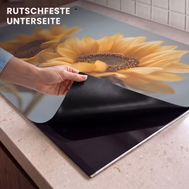 2-in-1 Herdabdeckplatte & Spritzschutz - Sonnenblumen - Gelb - Unscharf - Zonnebloemen - Geel - Wazig Inductie beschemer met haakjes klein