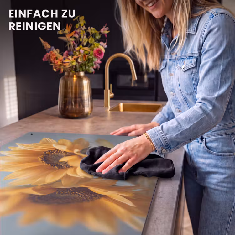 2-in-1 Herdabdeckplatte & Spritzschutz - Sonnenblumen - Gelb - Unscharf - Zonnebloemen - Geel - Wazig Inductie beschemer met haakjes klein