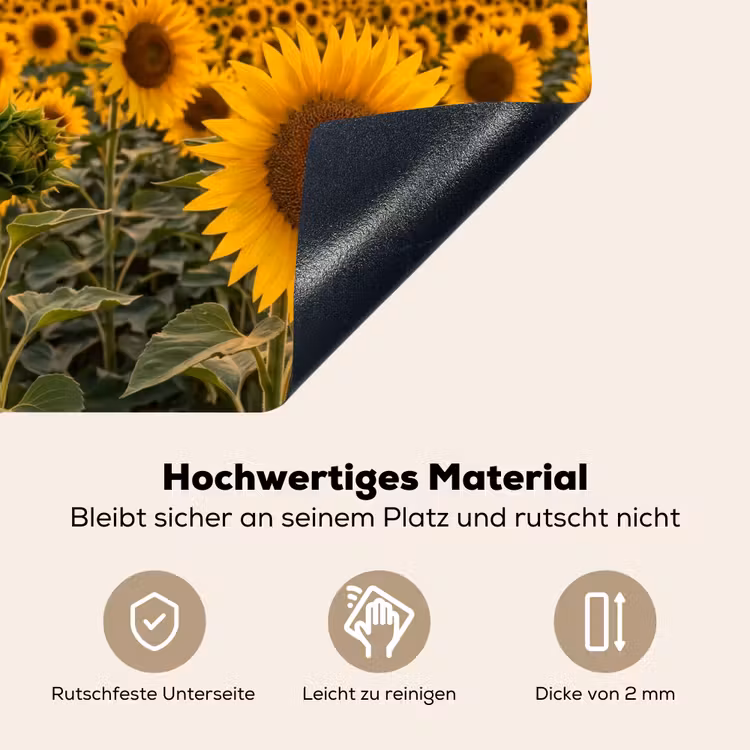 Zonnebloemen - Heuvellandschap - Geel Inductie beschemer met haakjes klein -ky-onderkant-de