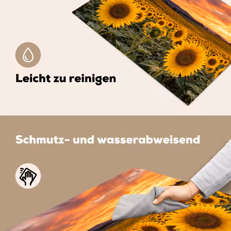 Zonnebloemen - Heuvellandschap - Geel Inductie beschemer met haakjes klein -ky-schoon-de