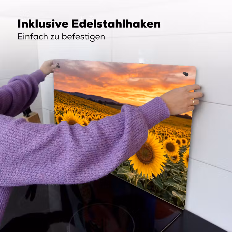 Zonnebloemen - Heuvellandschap - Geel Inductie beschemer met haakjes klein -ky-ophangen-de