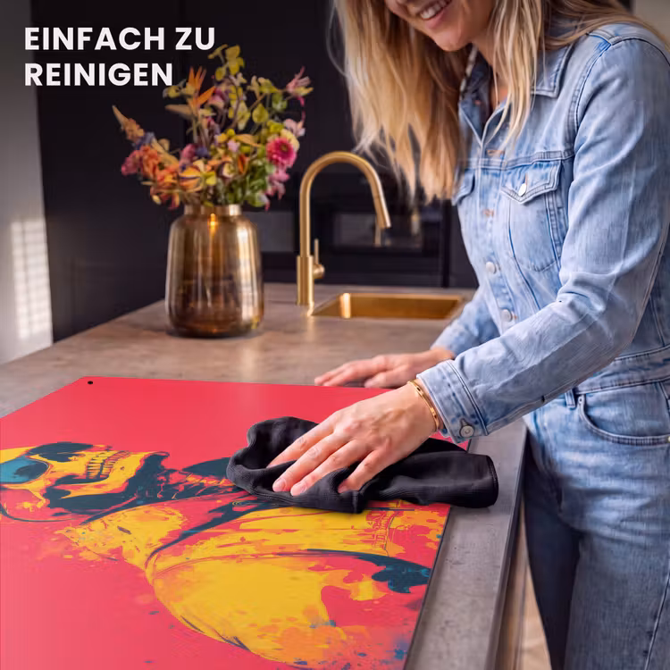 2-in-1 Herdabdeckplatte & Spritzschutz - Sonnenbrille - Totenkopf - Jacke - Rot - Zonnebril - Schedel - Jas - Rood Inductie beschemer met haakjes klein