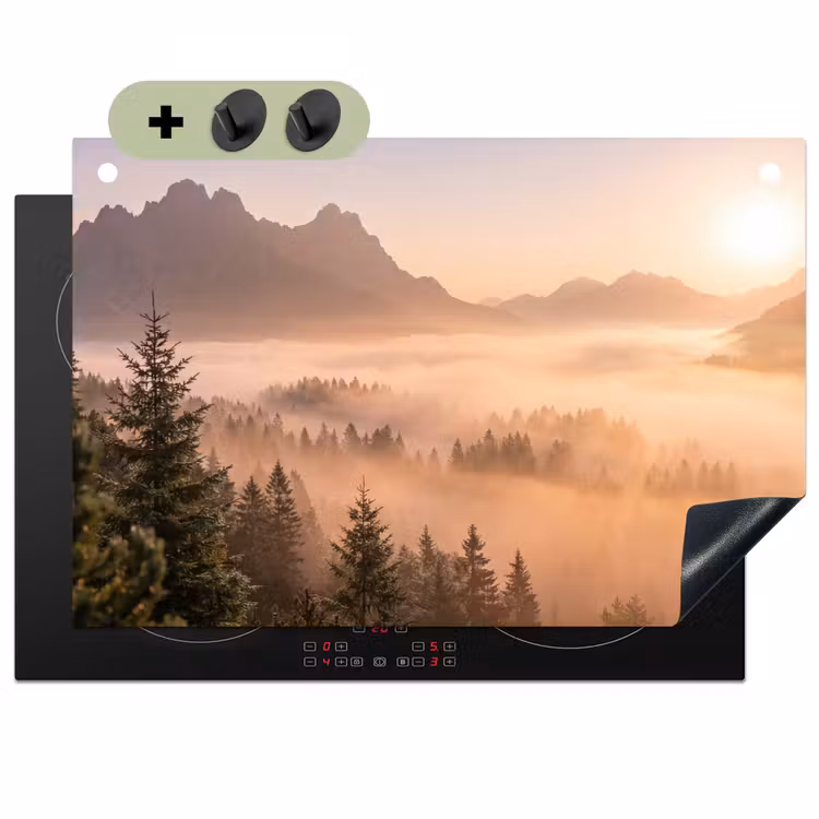 Zonlicht - Mist - Bergen - Bomen Inductie beschemer met haakjes klein -3d