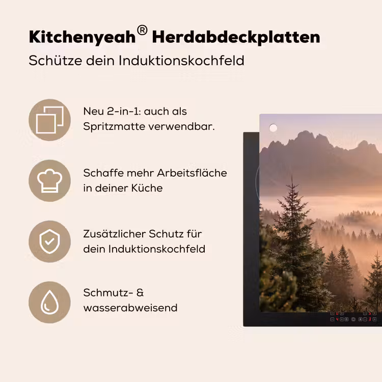 Zonlicht - Mist - Bergen - Bomen Inductie beschemer met haakjes klein -ky-usp-de