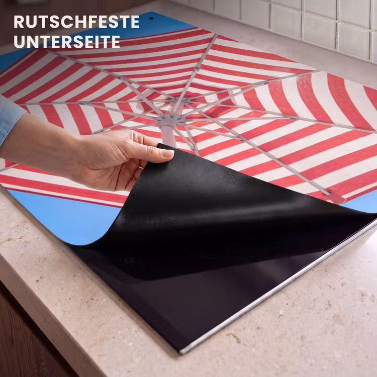 Parasol - Strepen - Zomer - Rood - Blauw Inductie beschemer met haakjes klein -ky-onderkant-de